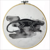 Embroidery Panel: pre-printed Halloween Skeletons - Cat, Rat, Bat, Crow
