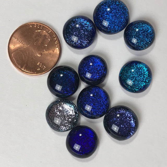 3 shaped Dichroic Glass Cabochons, blue, silver, pink – Lyric Art