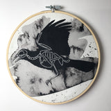 Embroidery Panel: pre-printed Halloween Skeletons - Cat, Rat, Bat, Crow