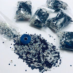Beautiful Bag of Beads: Navy, clear silver lined
