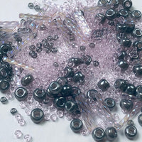 Beautiful Bag of Beads: clear pink and grey