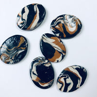 6 Marbled Polymer Clay Cabochons
