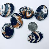 6 Marbled Polymer Clay Cabochons