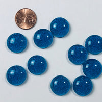 10 Dichroic Glass Cabochons, blue with a hint of turquoise and sparkly