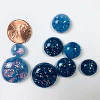 8 Dichroic Glass Cabochons, dark to light and very sparkly
