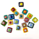 Fused Glass Cabochons: 5 square small