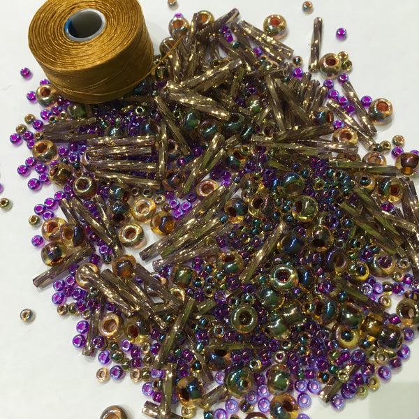 Beautiful Bag of Beads:purple, root beer, bronze
