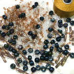 Beautiful Bag of Beads: Navy, Clear, Bronze, Gold