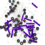 Beautiful Bag of Beads: Purple, Clear, deep blue, no thread or needle