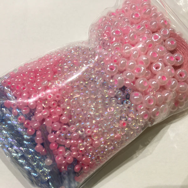 Beautiful Bag of Beads: Pearl Pink, Light Blue