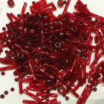 Beautiful Bag of Beads: Clear Red, no thread or needle